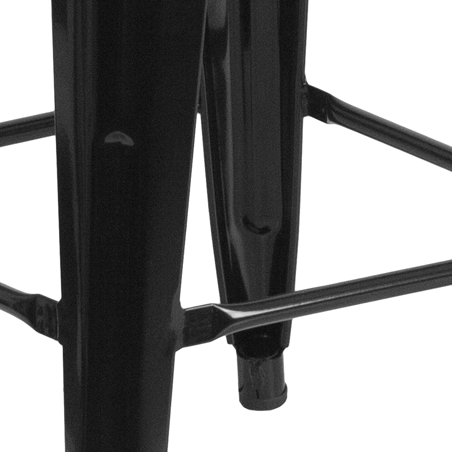 Lily 4 Pack Commercial Grade 24" High Backless Black Metal Indoor-Outdoor Counter Height Stool with Square Seat