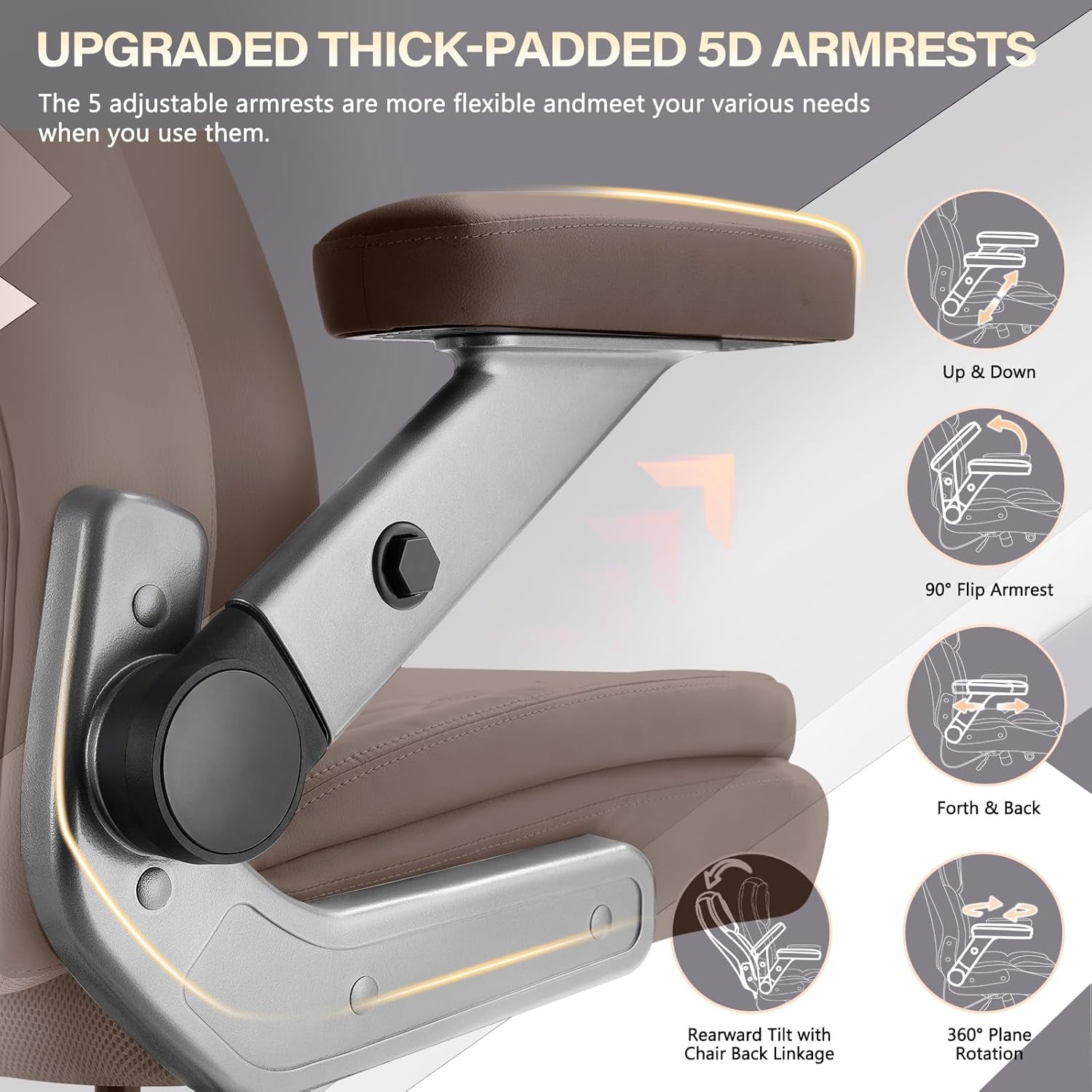 650LBS Big and Tall Office Chair with 5D Flip Arms and Thick Pocket Spring Cushion, Extra Wide Heavy Duty Office Chair with Adjustable Lumbar Support, Large High Back Computer Chair Dual Rubber Wheel