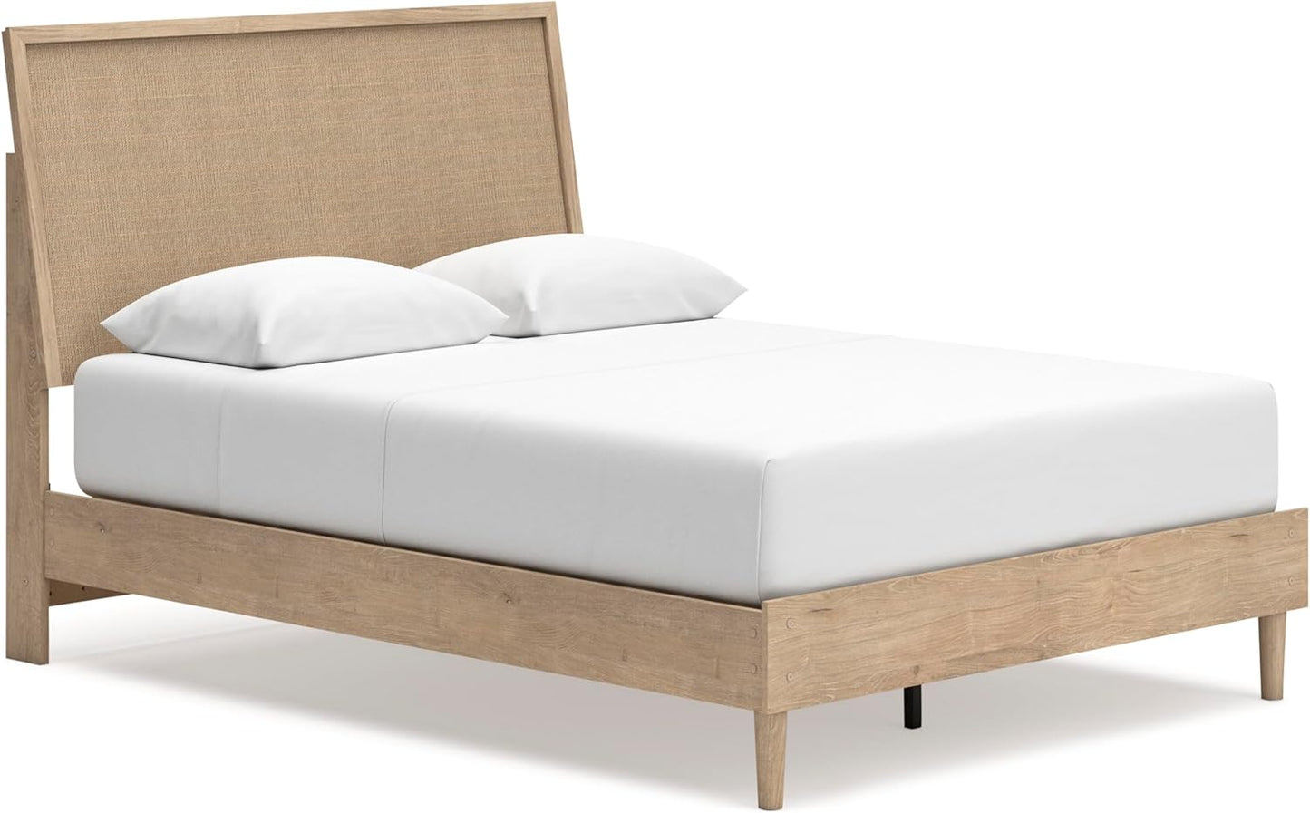 Cielden Farmhouse Queen Panel Platform Bed, Foundation or Box Spring Not Needed, Light Brown