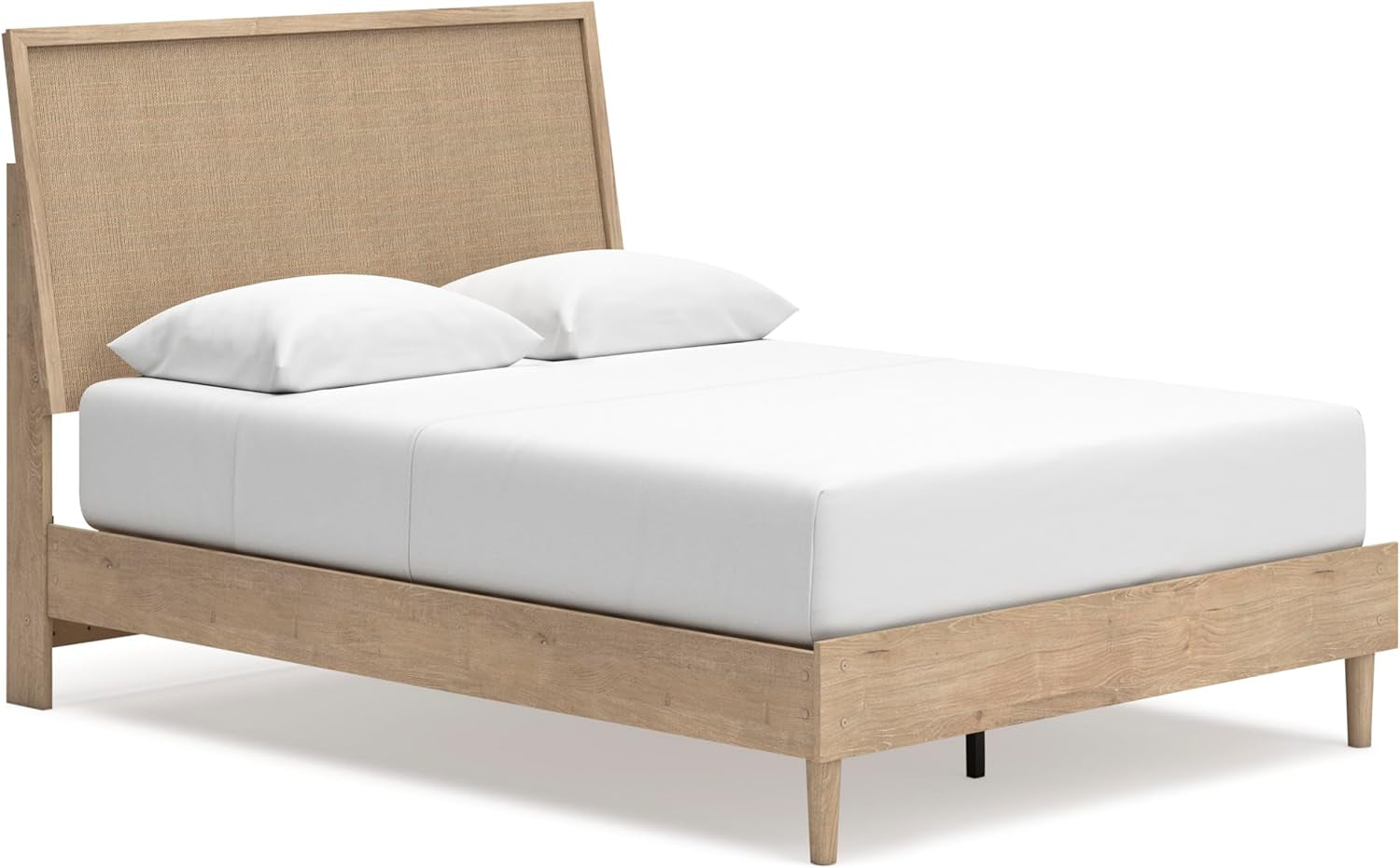 Cielden Farmhouse Queen Panel Platform Bed, Foundation or Box Spring Not Needed, Light Brown