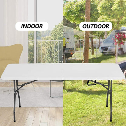Folding Half Portable Foldable Table for Parties Backyard Events (White, 6 FT 70 * 29) (White, 6 FT)