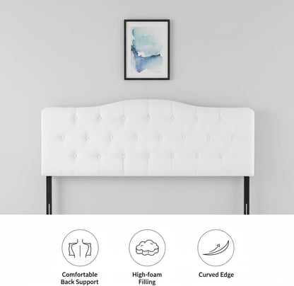 Cassandra Button Tufted Upholstered Headboard for Full & Queen – Linen Padded Panel, 12 Adjustable Height Settings, Wall or Bed Frame Mount