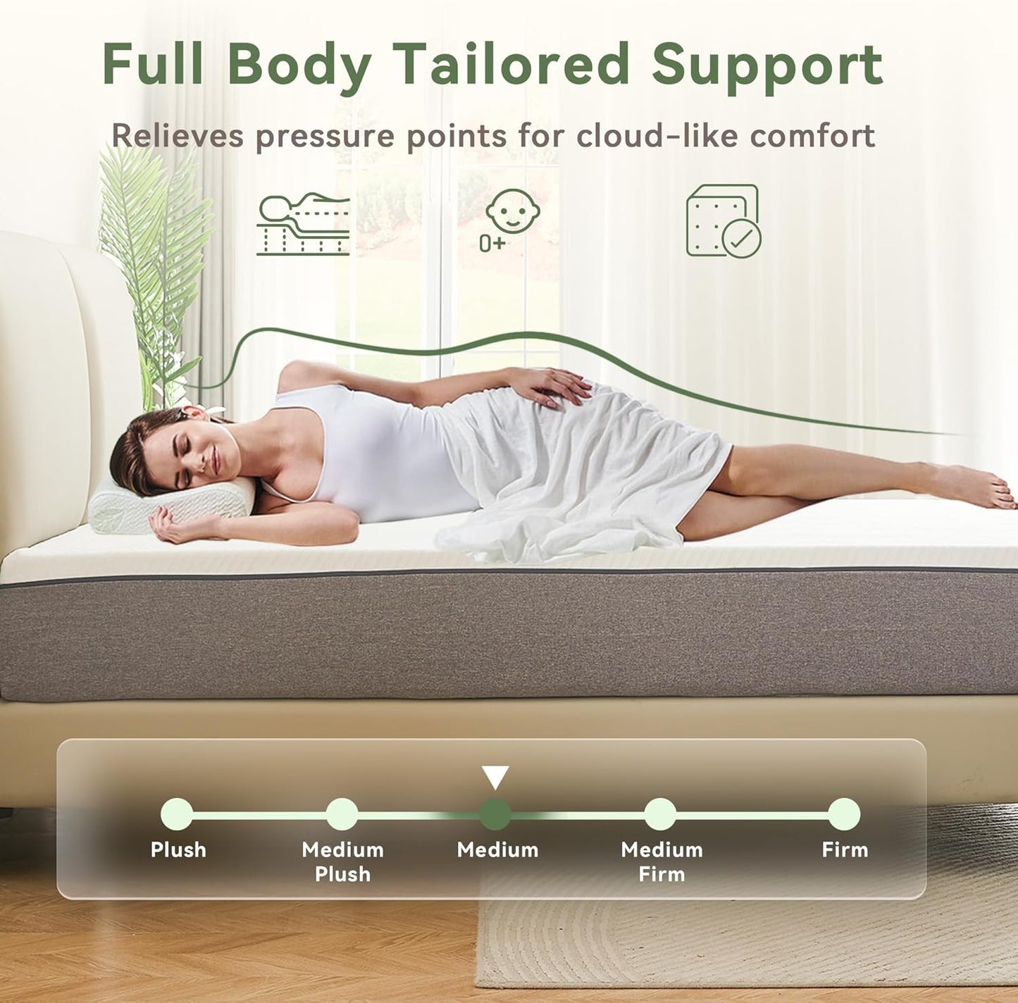 Twin Mattress, 6 Inch Memory Foam Twin Size Mattress in a Box with Washable Removable Cover, Soft and Comfortable, Pressure Relief, Medium Firmness