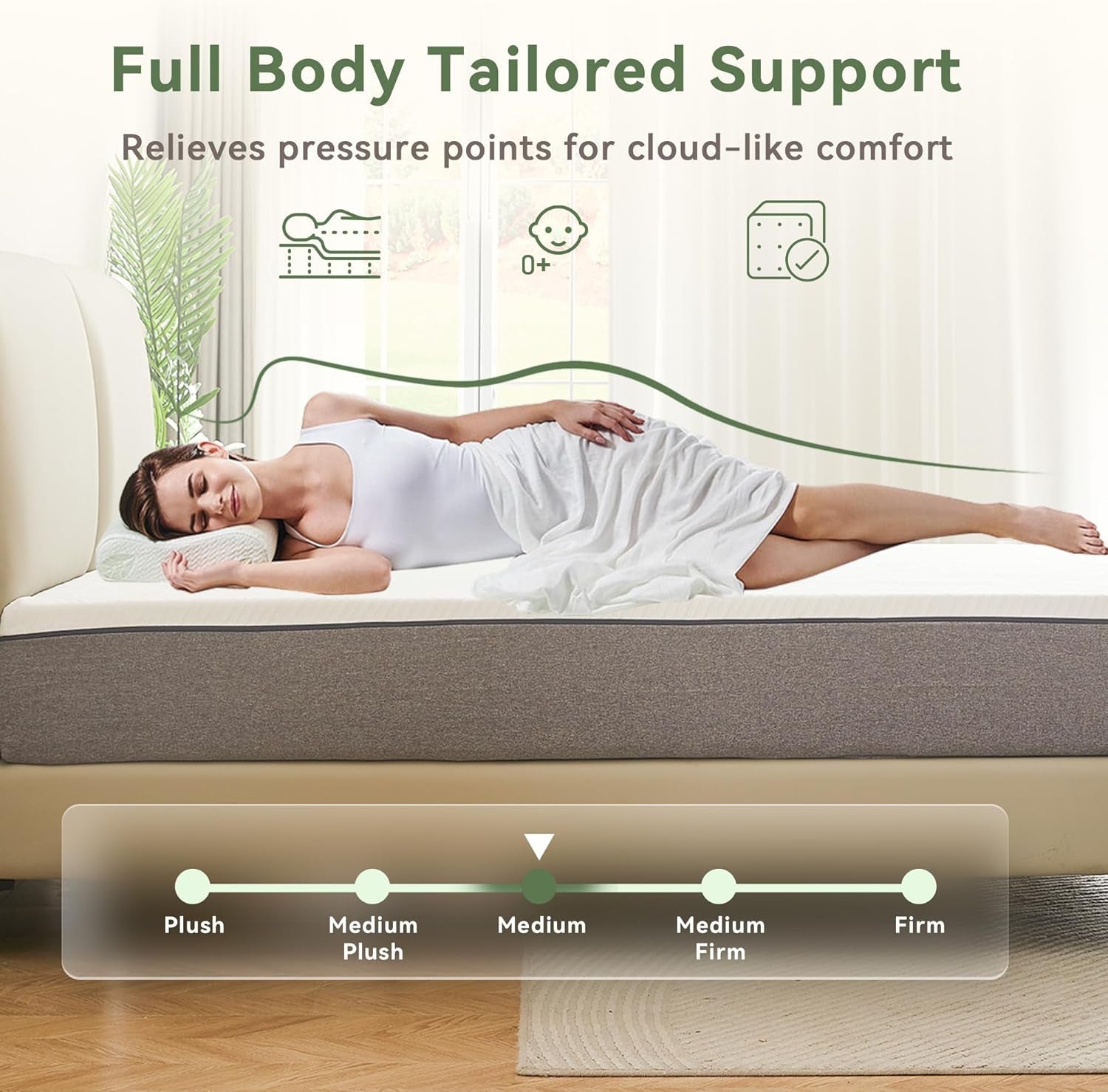 Twin Mattress, 6 Inch Memory Foam Twin Size Mattress in a Box with Washable Removable Cover, Soft and Comfortable, Pressure Relief, Medium Firmness
