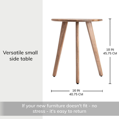 Side Table - Wandsworth Wooden End Table - Exclusively Designed Hand Crafted Small Tables - Contemporary Triangle End Table for Living Room, Bedroom Bedside Tables and Office, Natural