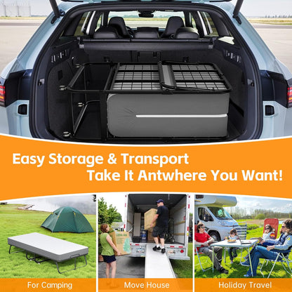 Folding Bed with Mattress, Roll Away Beds with Mattress for Adults, Single Cot Foldable Rollaway Beds, 75" X 31" Portable Bed for Easy Storage, Strong Frame for Guest Room, Small Apartment