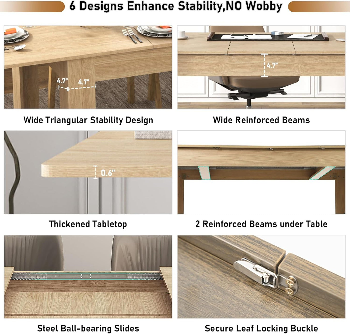 59"-86" Extendable Dining Table for 6-10 Person, Wooden Dining Room Table, Modern Extendable Table for Gatherings, Meeting for Small Kitchens, Dining Office Areas(Natural)