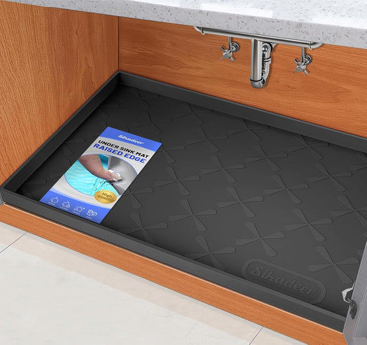 25" X 22" under Sink Mat Waterproof, Silicone Mat Kitchen Drawer Shelf and Cabinet Liner, Sink Protector for Kitchen Organizers and Storage, Boot Tray Pet Food Mats