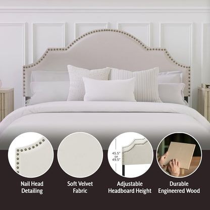 , Cynthia Upholstered Full/Queen Adjustable Headboard, Cream