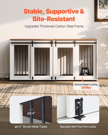 75" Dog Crate Furniture for 2 Dogs,Extra Large Double Dog Crate Furniture Large Breed with Divider & Double Doors,Large Wooden Dog Crate Furniture TV Stand for Medium Large Dogs Brown