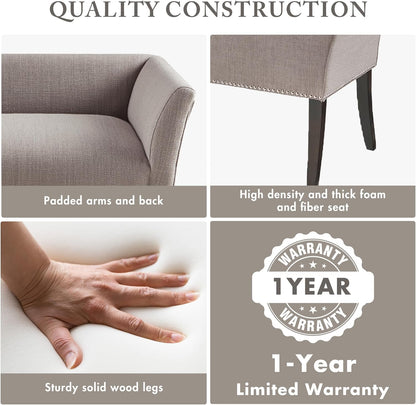 Accent Bench, Upholstered with Nailhead Trim, & Padded Seat Entryway Bench Small, End of Bed Bench with Back, 49.5" W X 19.25" D X 23" H, Grey