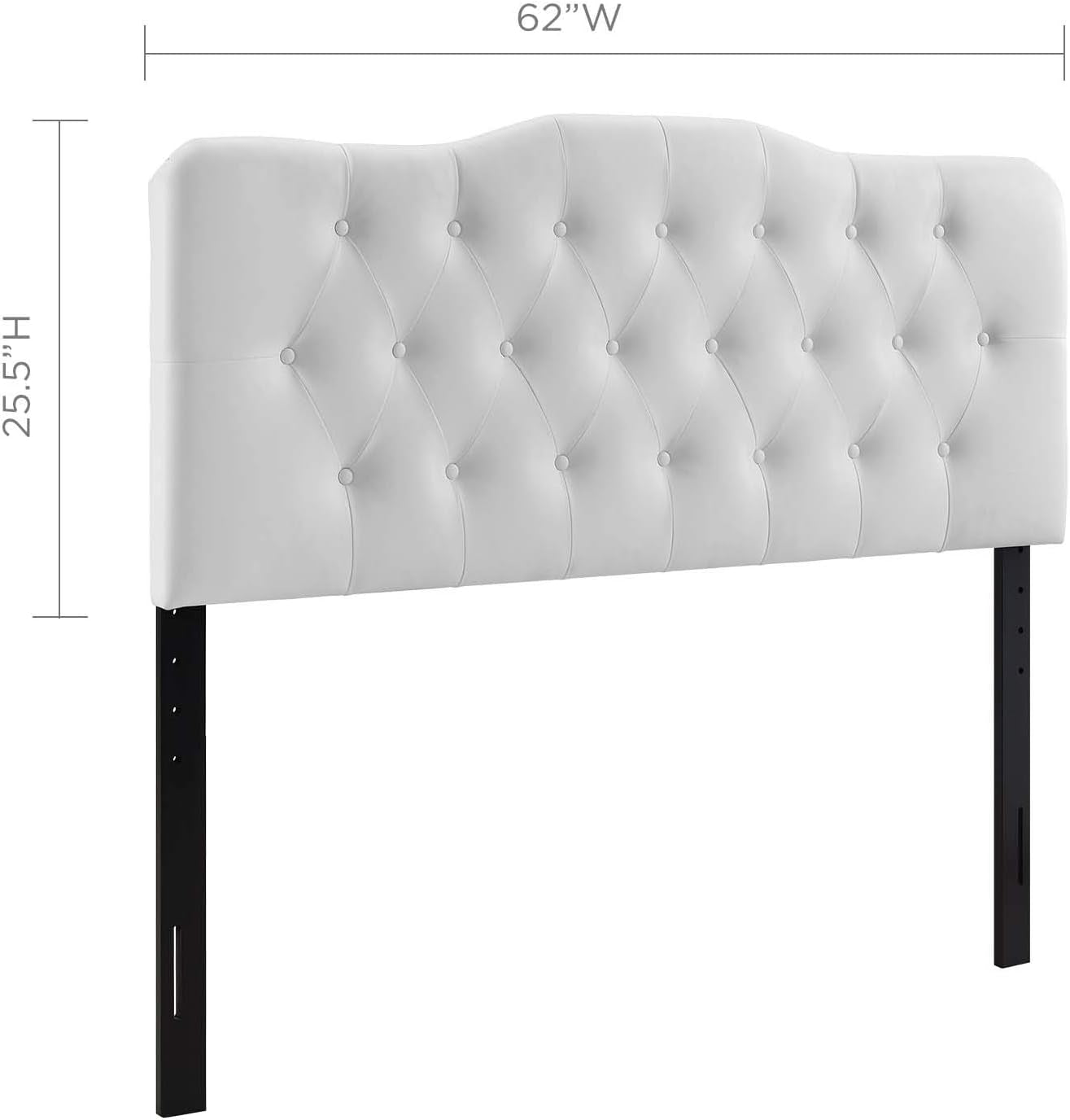 Annabel Tufted Button Faux Leather Upholstered Queen Headboard in White