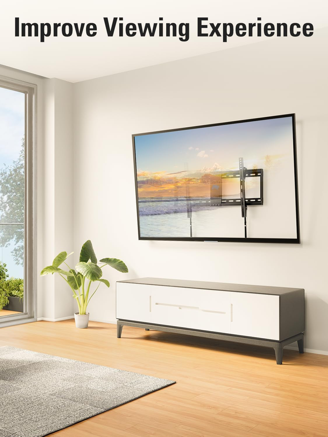 TV Wall Mount for Most 37-75 Inch Tvs, Universal Tilt TV Mount Fit 16", 18", 24" Stud with Loading Capacity 132Lbs, Max Vesa 600 X 400Mm, Low Profile Flat Wall Mount TV Bracket