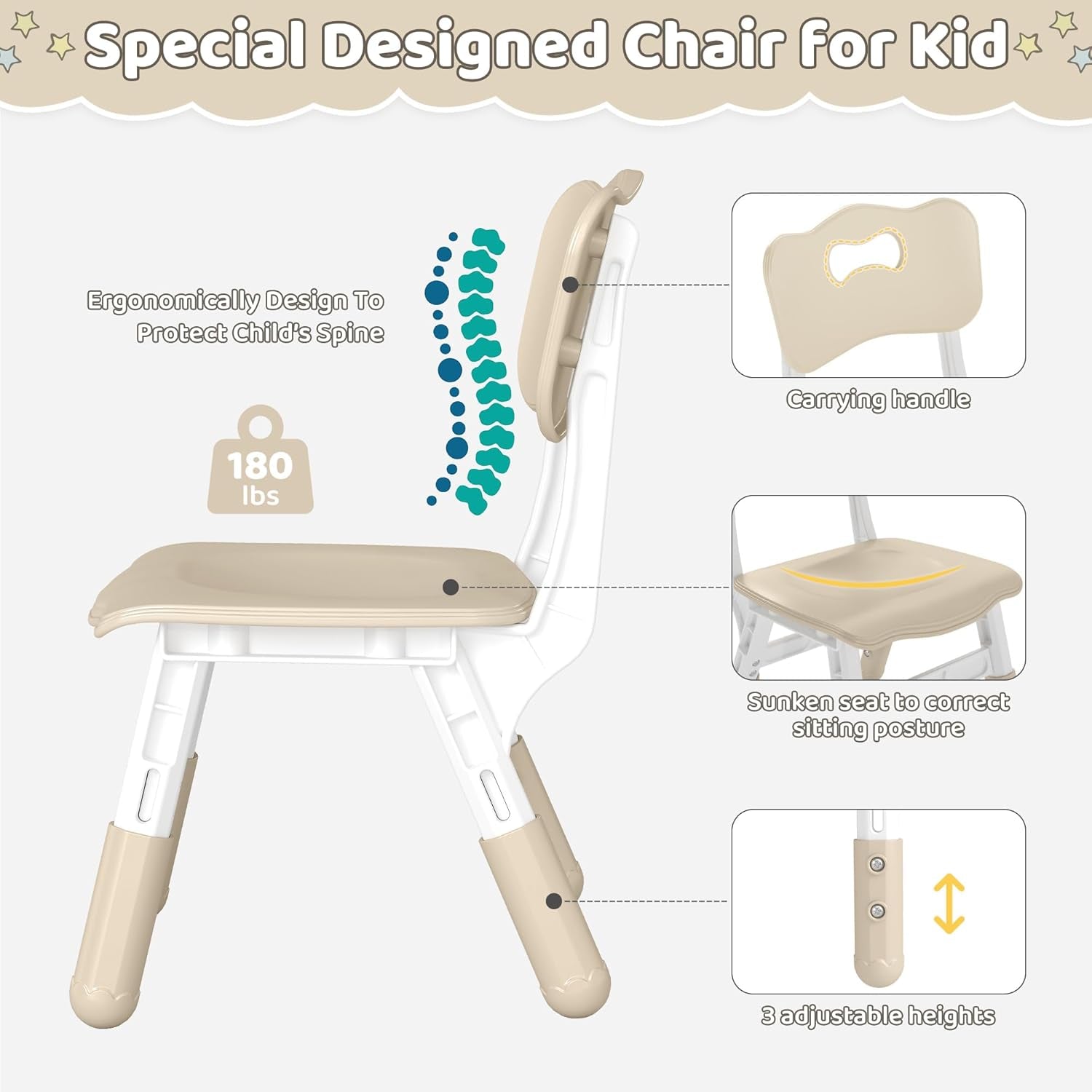 Height-Adjustable Kids Table and 4 Chairs Set, Toddler Table and Chair Set with Graffiti Desktop, 31.5''L X 23.6''W Children Activity Table for Daycare, Classroom, Home