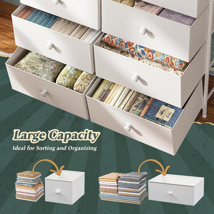 Dressers for Bedroom with 12 Drawers, Fabric Dressers & Chests of Drawers, Sturdy Metal Frame, Wood Top, Entryway, Bedroom Furniture (White)