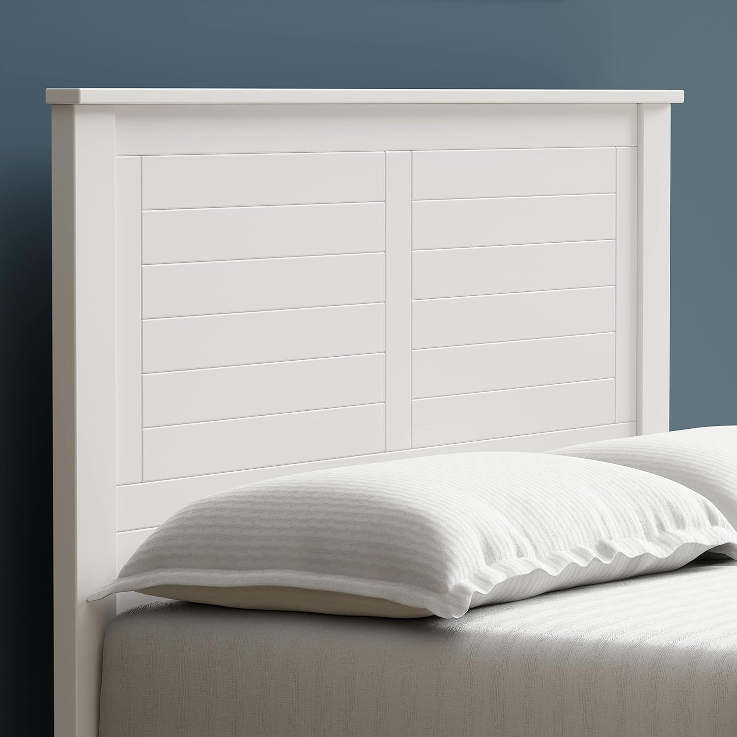 Campagne Wood Panel Headboard in White - Full Size