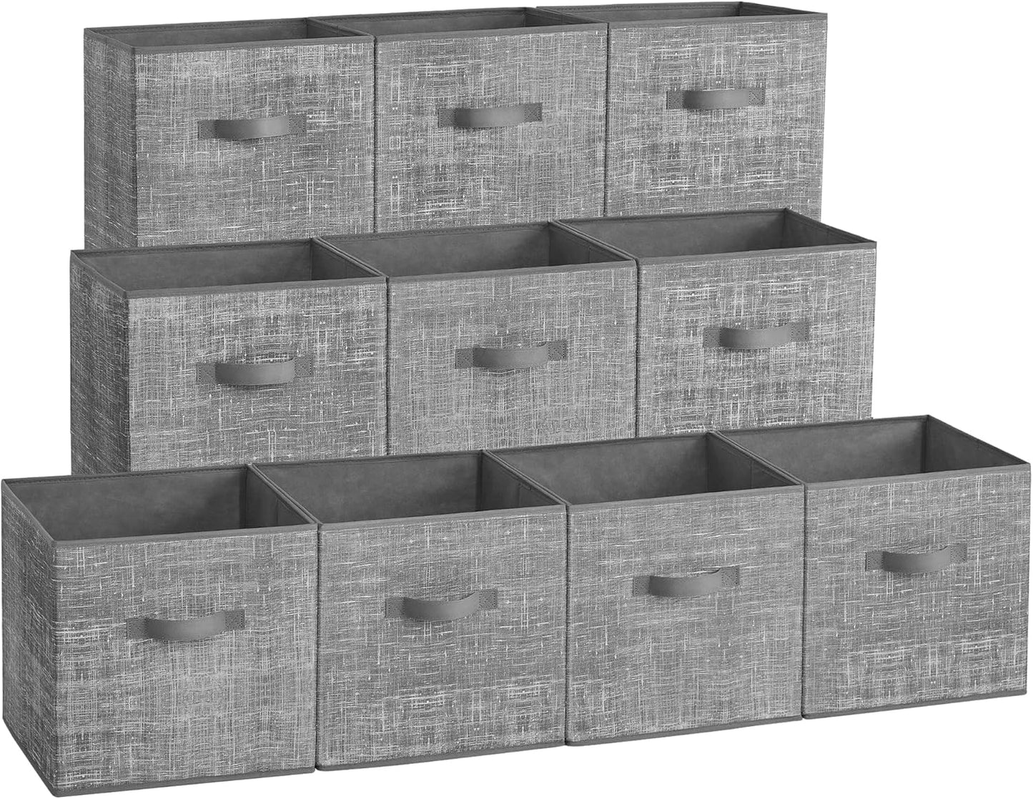 Storage Cubes, 13-Inch Non-Woven Fabric Bins with Double Handles, Set of 8, Closet Organizers for Shelves, Foldable, for Clothes, Cattail Gray UROB833G01