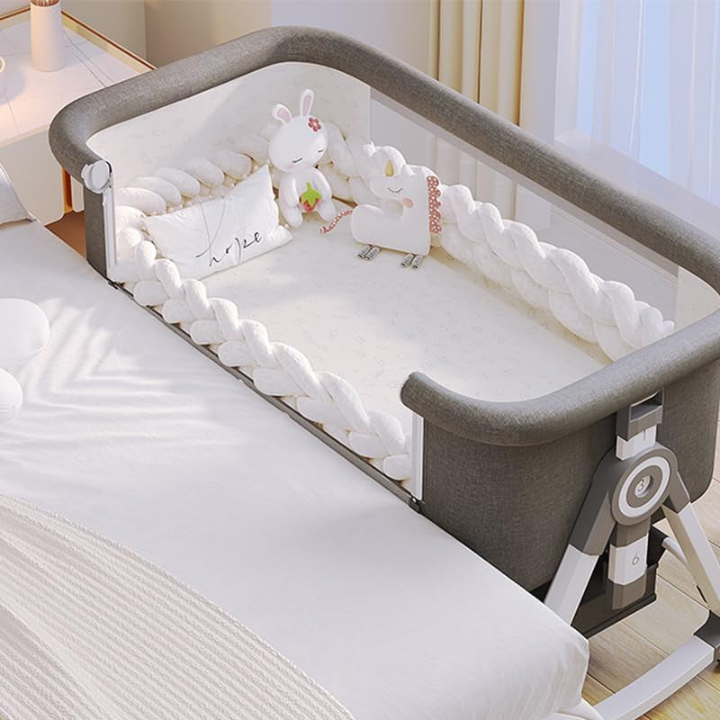 Baby Bassinet,3 in 1 Baby Bassinets Bedside Sleeper with Wheels and Mosquito Net,Bedside Bassinet for Baby with Comfy Mattress, Mattress&Breathable Mesh,Storage Basket