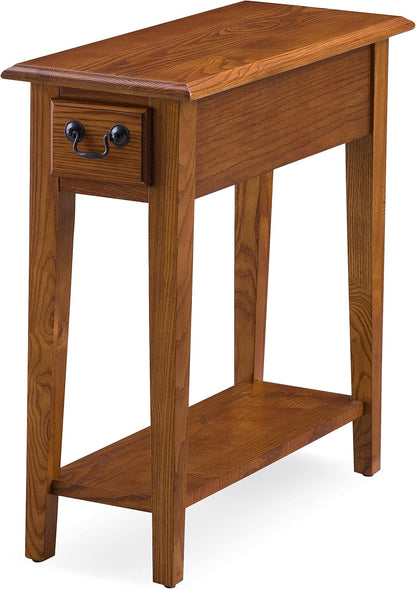 Haven Ridge End Table, Solid Wood, 1 Storage Drawer, Bottom Display Shelf, Narrow, Easy-Assembly, Medium Oak, 24.0 In. L X 10.0 In. W X 24.0 In. H, 9017-MED