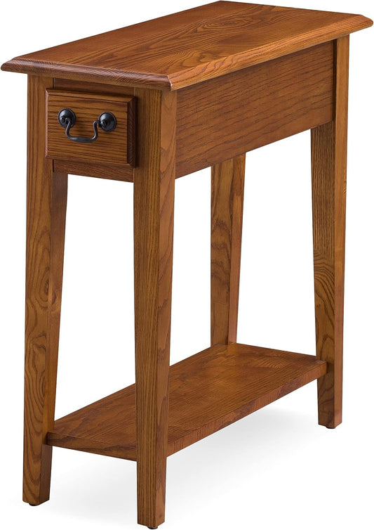 Haven Ridge End Table, Solid Wood, 1 Storage Drawer, Bottom Display Shelf, Narrow, Easy-Assembly, Medium Oak, 24.0 In. L X 10.0 In. W X 24.0 In. H, 9017-MED