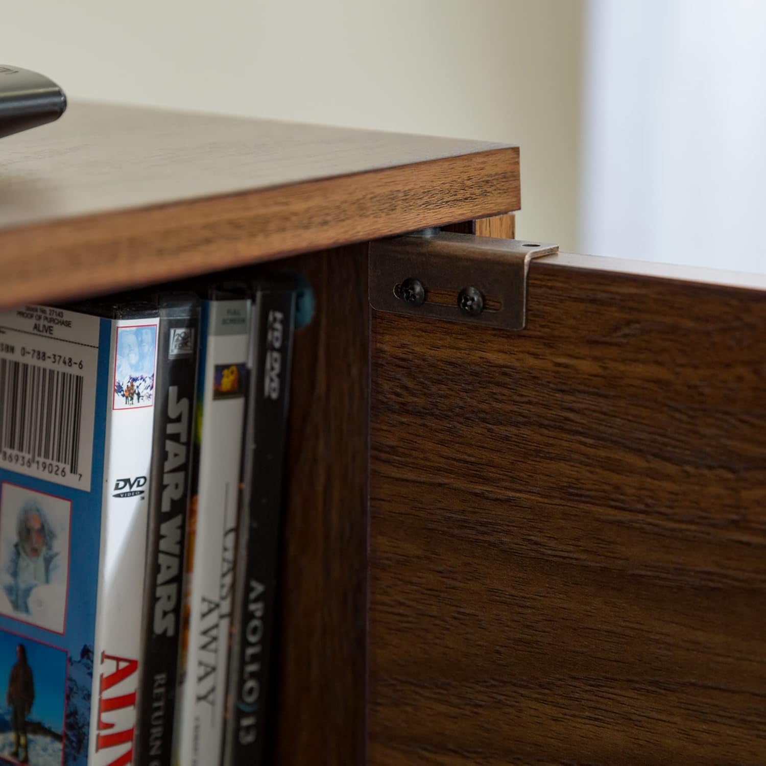 Saxon Mid Century Modern Glass Shelf TV Stand for Tvs up to 65 Inches, 60 Inch, Walnut
