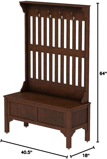 General Line Cherry Hall Tree with Bench