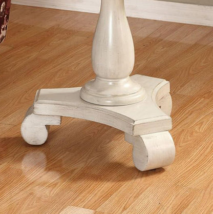Rene round Wood Pedestal Side Table, Antique White
