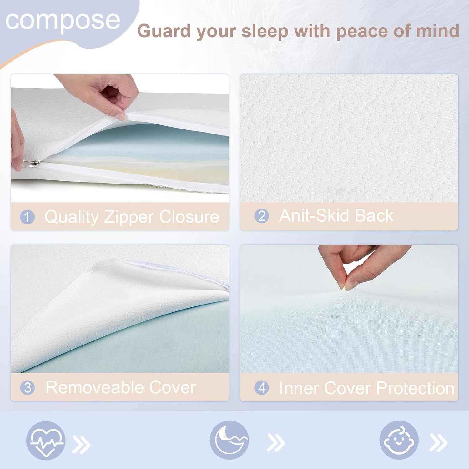 Baby Bassinet Mattress Pad, 33" X 20" Dual Sided Comfort Gel Memory Foam Mattress with Removable Breathable Soft Tencel Cover Fit for Baby Delight/Mika Micky/Koolerthings Bassinet