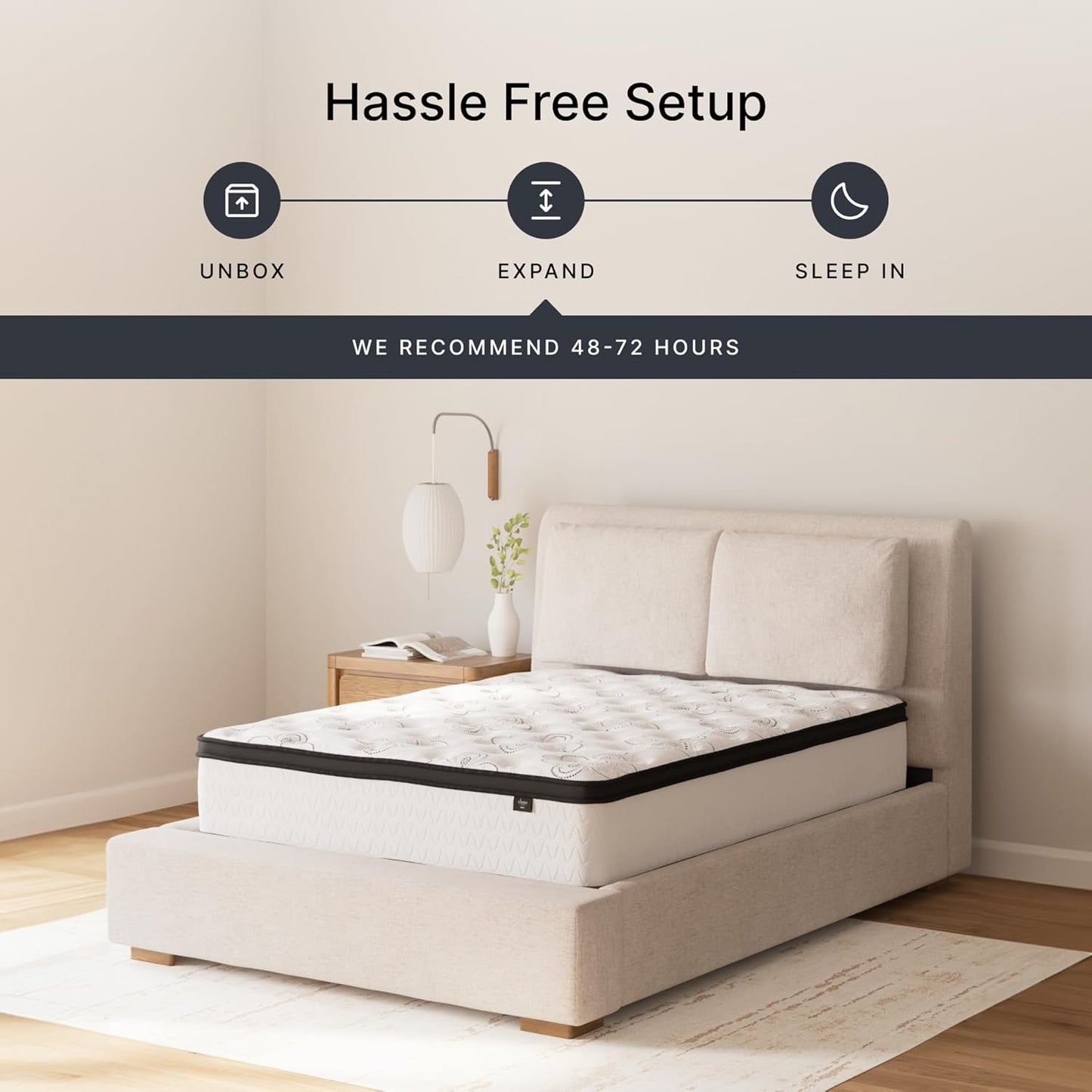 Queen Size Chime 12 Inch Medium Firm Hybrid Mattress with Cooling Gel Memory Foam for Pressure Relief, Fiberglass Free, Mattress in a Box