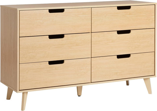 Modern 6-Drawer Dresser Bedroom Storage Organizer, 52 Inch, Riviera