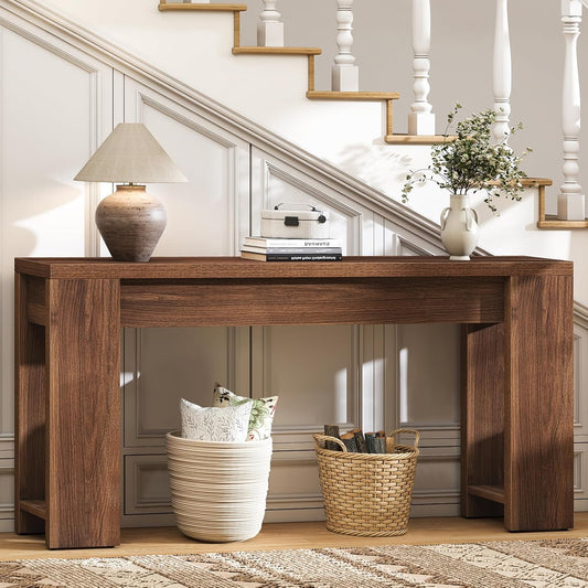 71" Extra Long Console Table, Wood Farmhouse Entryway Table, Plank and Beam Console Tables for Living Room, Entry, Entrance, behind Couch, Hallway, Foyer, Narrow Sofa Tables for Front Door