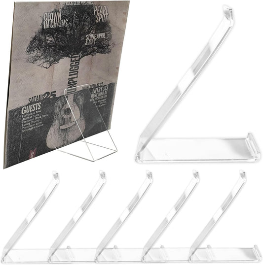 6 Pack Vinyl Record Stand Display, Clear Acrylic Tabletop Album Now Playing Holder, Album Record Holder LP Vinyl Record Storage Display Stand