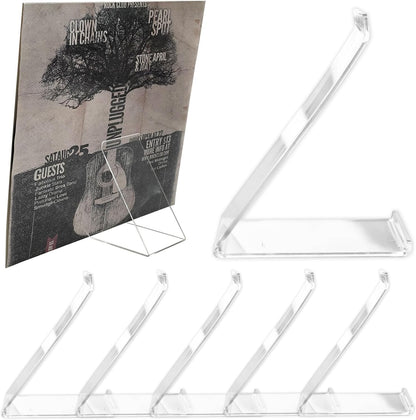 6 Pack Vinyl Record Stand Display, Clear Acrylic Tabletop Album Now Playing Holder, Album Record Holder LP Vinyl Record Storage Display Stand