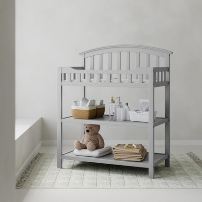 Graco Changing Table with Water-Resistant Changing Pad (Pebble Gray) – GREENGUARD Gold Certified, Multi Storage Nursery Changing Table for Infants and Babies