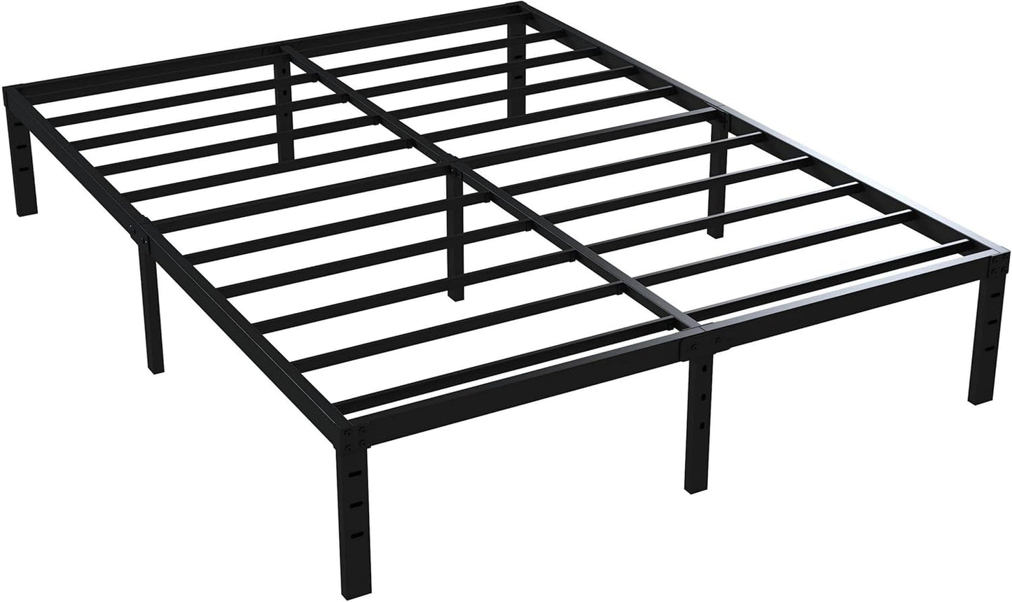 16 Inch Queen Bed Frame No Box Spring Required, Metal Platform Queen Size Bed Frames with 14 Inch Storage, 3,500 Lbs Heavy Duty Steel Slats Support, Easy Assembly Mattress Foundation