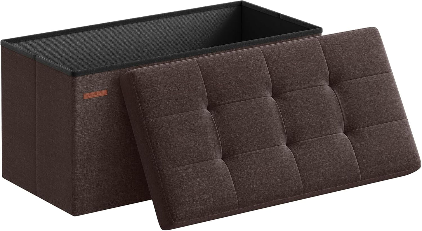 MAZIE Collection - 43 Inches Folding Storage Ottoman Bench, Ottoman Foot Rest, End of Bed Bench, Storage Chest, Load 660 Lb, for Living Room, Bedroom, Entryway, Dark Gray ULSF77K