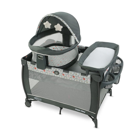 Graco® Pack ’N Play Travel Dome LX Playard – Raised Portable Bassinet, UV‑50 Canopy, Changer & Storage, Annie