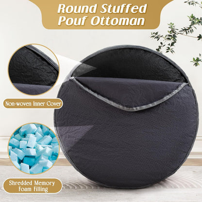 round Ottoman Foot Rest Pouf for Living Room Couch - Soft Plush Hassock