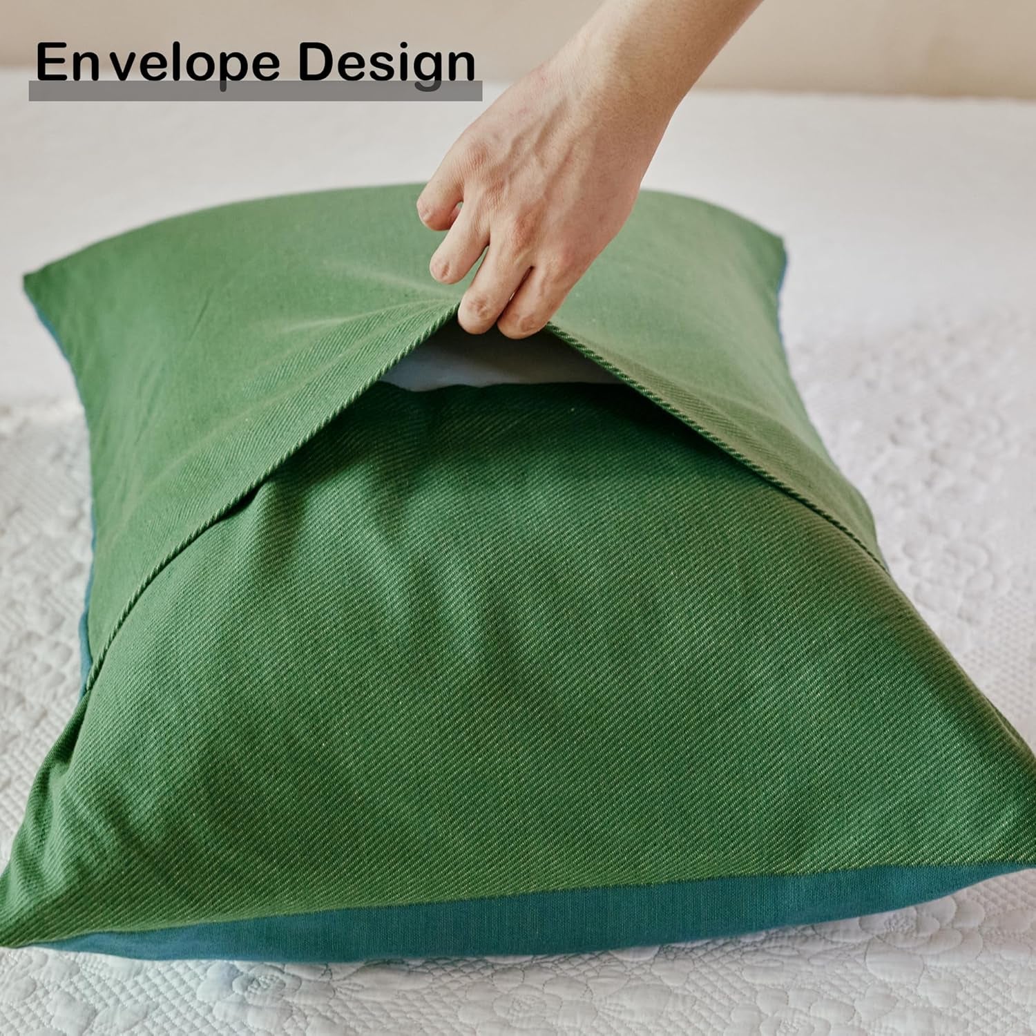 100% Organic Washed Cotton King Boho Pillowcases for Skin-Friendly Set of 2-1000 Thread Thick Count, Bird Pattern Pillow Shams Cover, Soft Breathable Pillow Cases,20X36 Inches-Teal