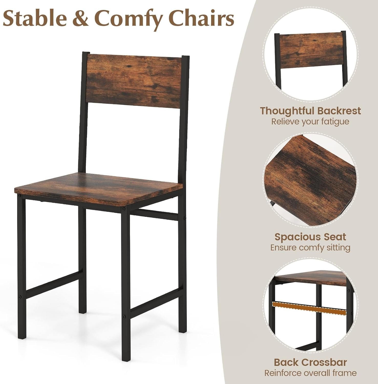 Dining Table Set for 4, Kitchen Table and 2 Chairs for 4 with Bench, 4 Piece Dining Table Set for Small Space, Apartment
