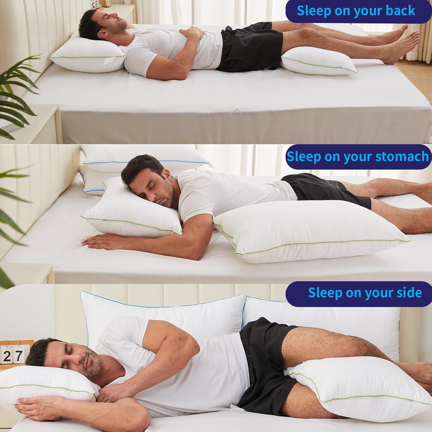 Bed Pillows King Size Set of 2,For Sleeping, Adjustable King Pillows 2 Pack with Zipper, Cooling Hotel Quality with Premium Soft down Alternative Fill