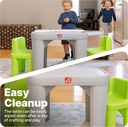 Mighty My Size Kids Table & Chair Set, Playroom Activity Table for Arts & Crafts, Made of Durable Plastic, for Toddlers 2+ Years Old, Gray & Green