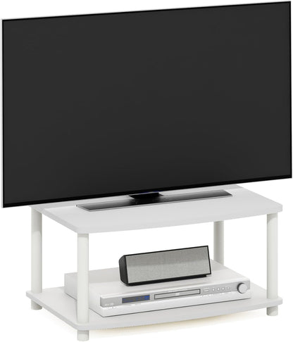 Turn-N-Tube TV Riser Stand, 2-Tier Small Elevated No Tools TV Stand, TV Console for TV up to 32 Inch, 15.8" X 23.8" X 11", White