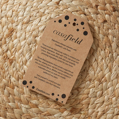 Hand-Braided Jute Pouf Ottoman Footrest, 19" round X 10-1/2" High, Natural Woven Boho Floor Cushion, Home Decor for Living Room, Bedroom, Apartment