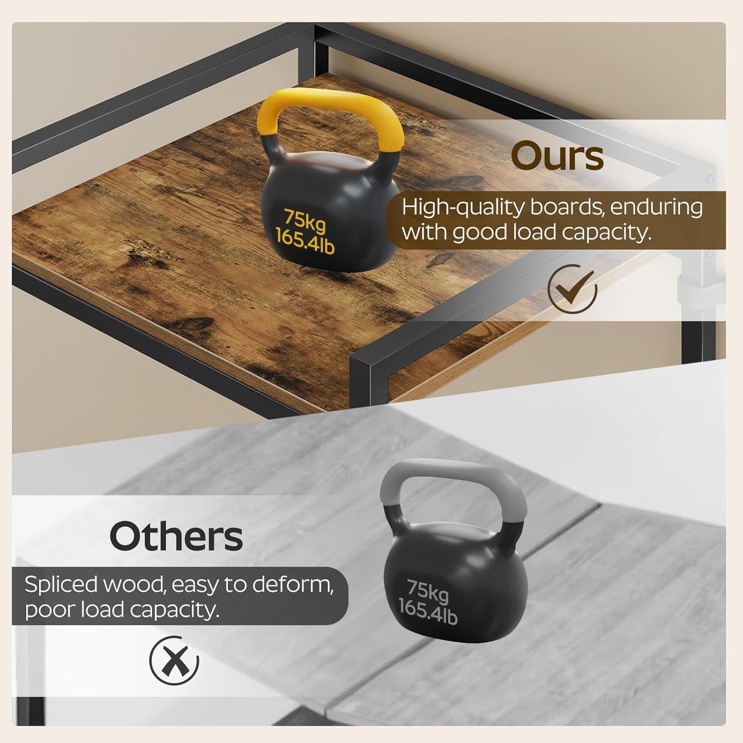 Mini Fridge Stand with Movable Drawer, Microwave Stand with Power Outlet, Mini Fridge Shelf with Adjustable Shelves, Kitchen Bakers Rack for Dorm, Dining Room, Home, Rustic Brown HB05UBR