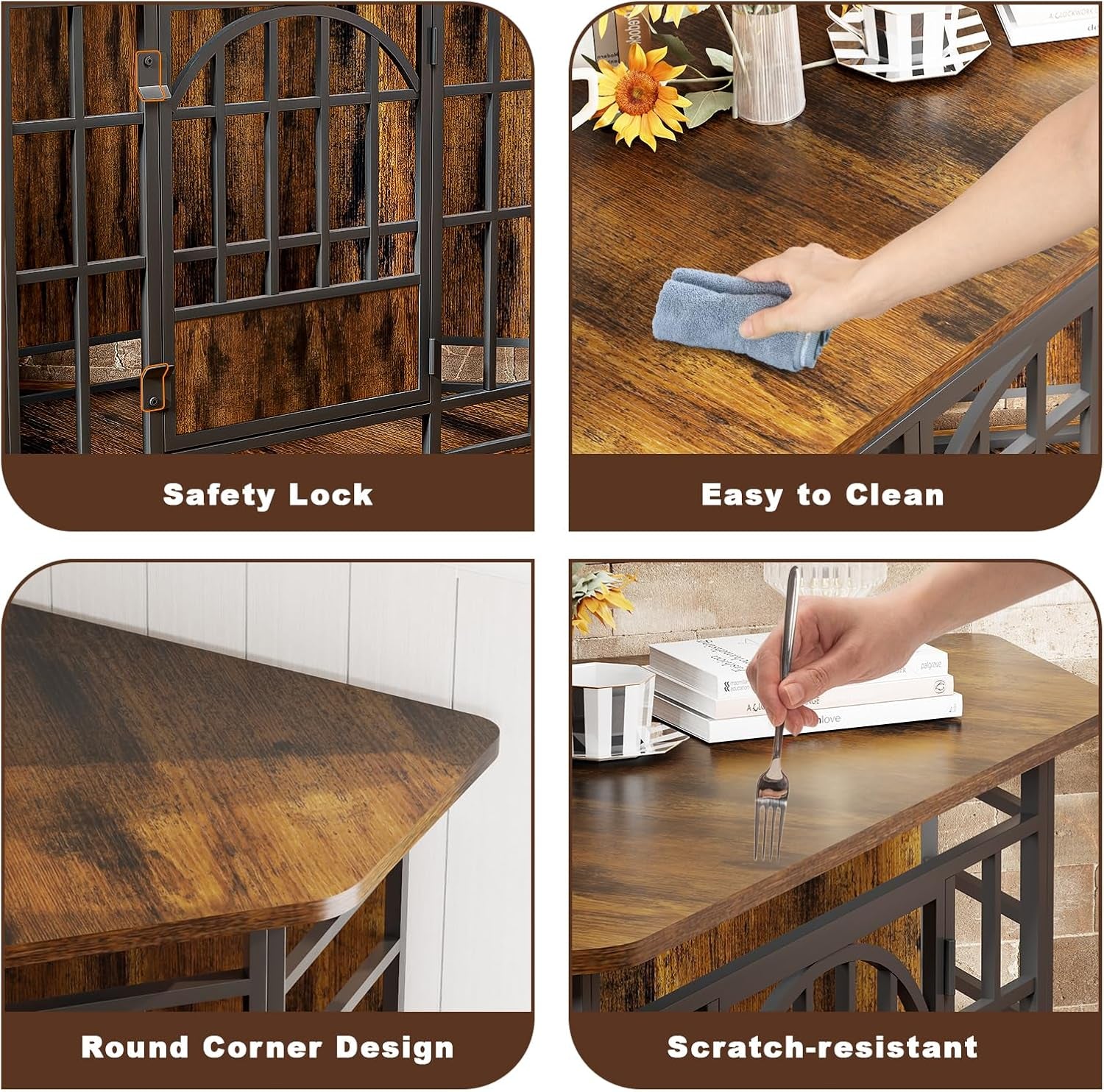 Corner Dog Crate Furniture, 52 Inch Large Dog Kennel Indoor Wooden End Table, Modern Dog Cage Decorative Pet House TV Stand for Medium Large Dogs,Grey