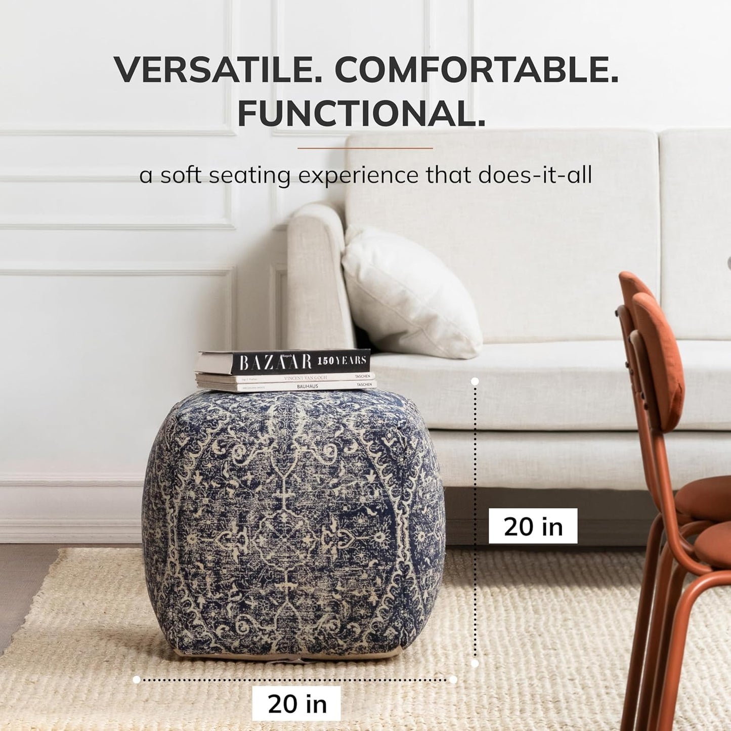 100% Handmade & Handcrafted Comfortable Home Décor Pouf Ottoman Footrest for Living Room, Bedroom, Nursery, Kidsroom, Patio Furniture - Hanalei