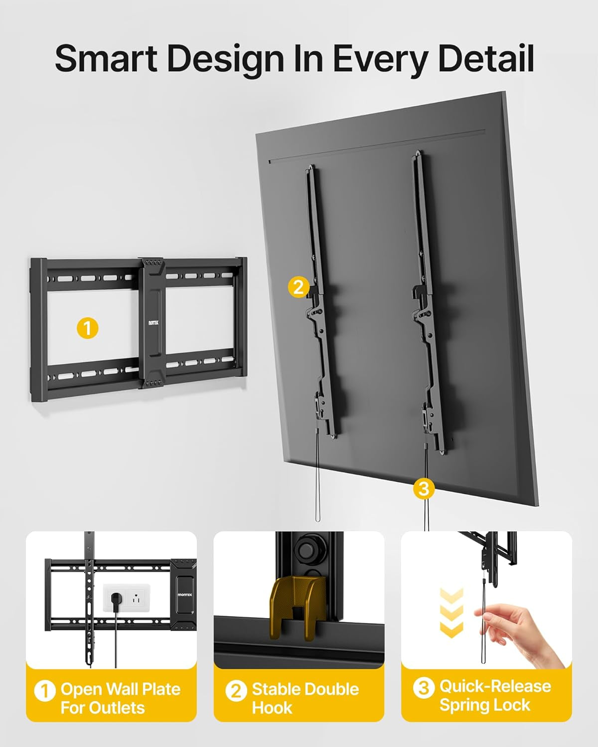Heavy Duty Tilt TV Wall Mount for 43–100" Large Flat & Curved Tvs, Holds 200 Lbs, Ultra Slim Low Profile Bracket with 8° Tilt, Fits 16"/18"/24" Wood Studs, Max VESA 800X600, 4× Load Tested