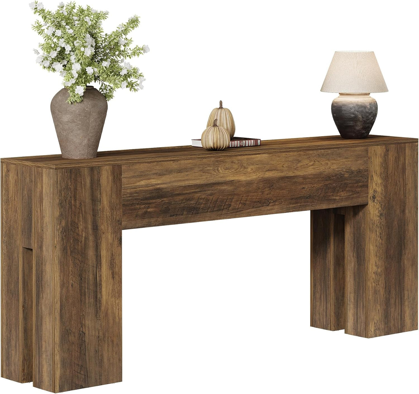 71-Inch Long Console Table for Entryway, Farmhouse Sofa Console behind Couch, Entry Table for Hallway, Foyer, Living Room, Brown