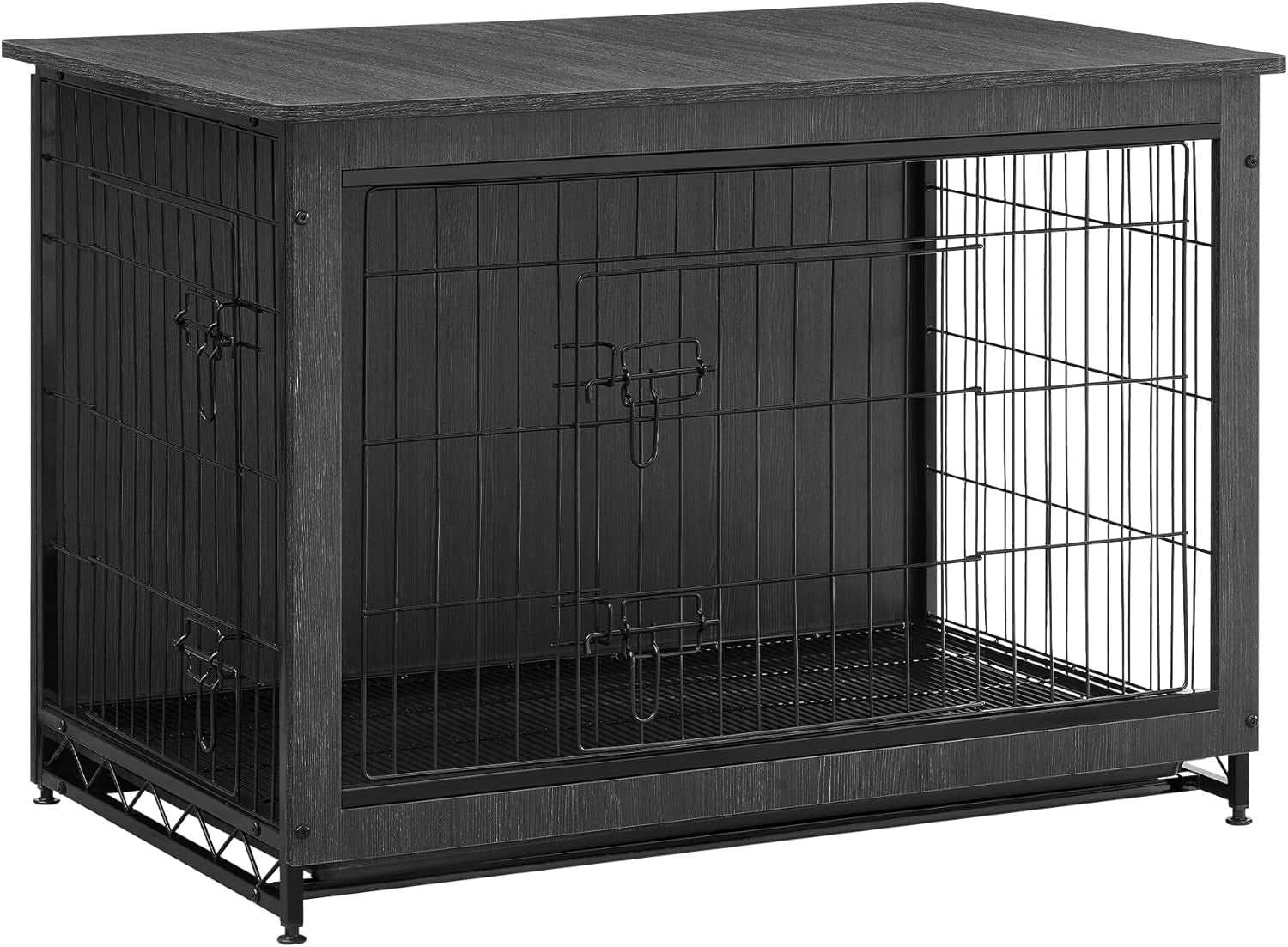 Dog Crate Furniture, 38.6" Side End Table, Modern Kennel for Dogs Indoor up to 70 Lb, Heavy-Duty Dog Cage with Multi-Purpose Removable Tray, Double-Door Dog House, Ink Black UPFC003B01